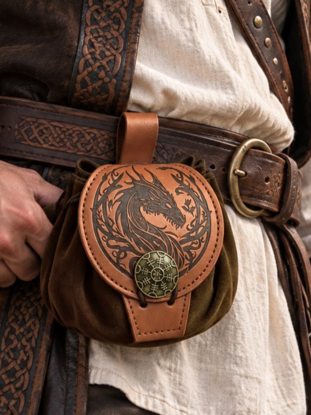 Dragon Medieval Belt Pouch Viking Dice Bag Renaissance Faire LARP Fantasy Quest